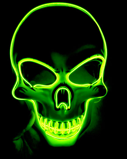 LED Glow Skeleton Mask – Light Up Party Face Mask with 4 Lighting Modes
