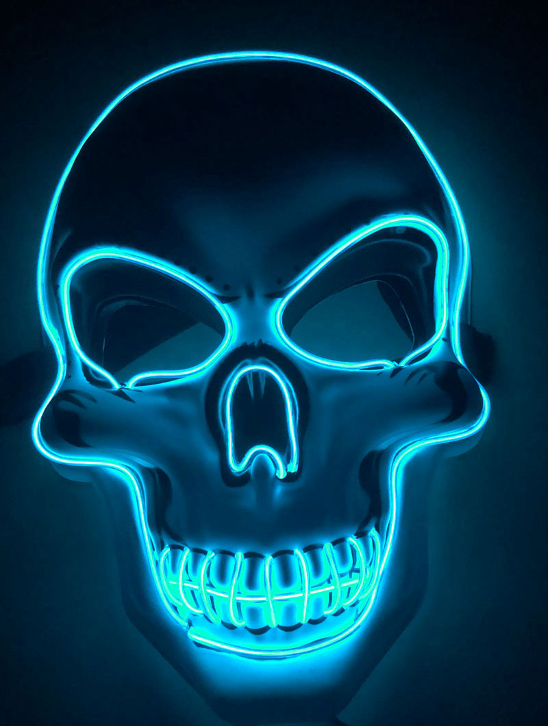 LED Glow Skeleton Mask – Light Up Party Face Mask with 4 Lighting Modes