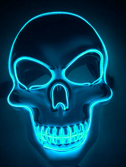 LED Glow Skeleton Mask – Light Up Party Face Mask with 4 Lighting Modes