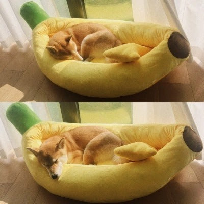 Premium Banana Pet Bed - Washable Cozy Kennel for Dogs & Cats