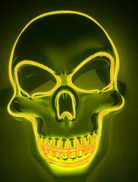 LED Glow Skeleton Mask – Light Up Party Face Mask with 4 Lighting Modes