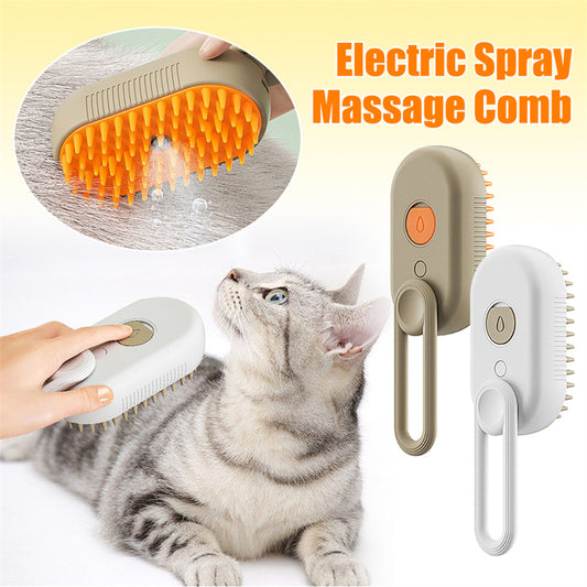 3-in-1 Electric Steam Pet Brush - USB Rechargeable Grooming Tool for Dogs & Cats