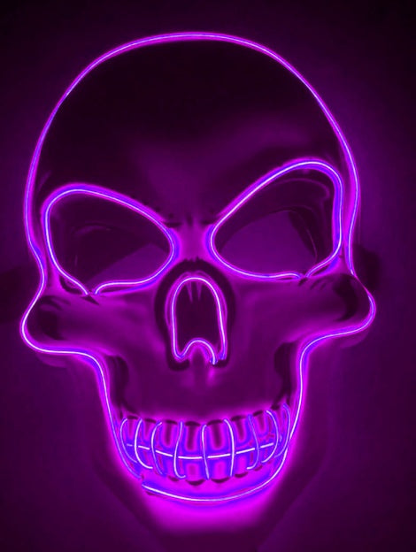 LED Glow Skeleton Mask – Light Up Party Face Mask with 4 Lighting Modes